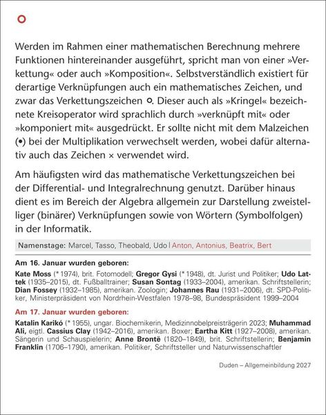 Produktbild: Duden Allgemeinbildung Tagesabrei&szlig;kalender 2027 - Wissen und Quizzen