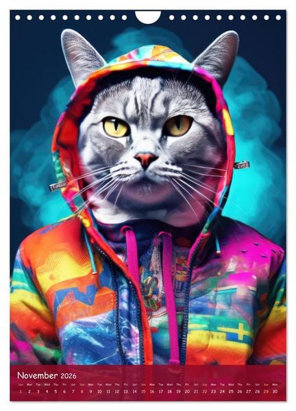 Produktbild: Crazy gangster cats (Wall Calendar 2026 DIN A4 portrait), CALVENDO 12 Month Wall Calendar