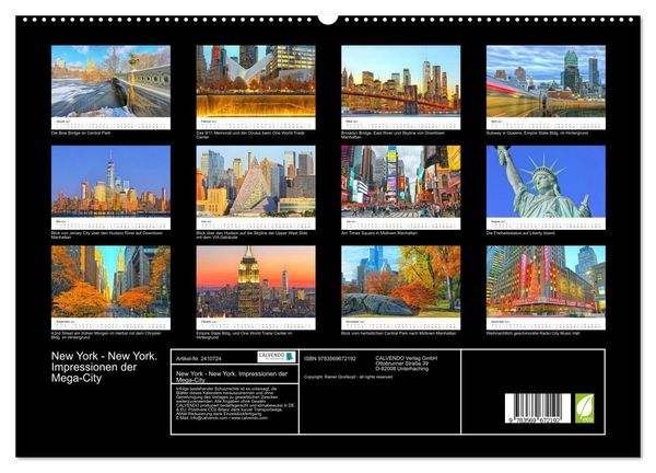 Produktbild: New York - New York. Impressionen der Mega-City (hochwertiger Premium Wandkalender 2027 DIN A2 quer), Kunstdruck in Hochglanz