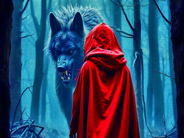 Produktbild: CALVENDO Puzzle Rotk&auml;ppchen und der b&ouml;se Wolf | 1000 Teile Lege-Gr&ouml;&szlig;e 64x48cm Foto-Puzzle f&uuml;r gl&uuml;ckliche Stunden