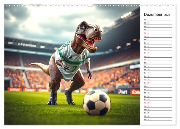 Produktbild: Sportlicher T-Rex - Mit Fun durch das Jahr (Wandkalender 2026 DIN A2 quer), CALVENDO Monatskalender
