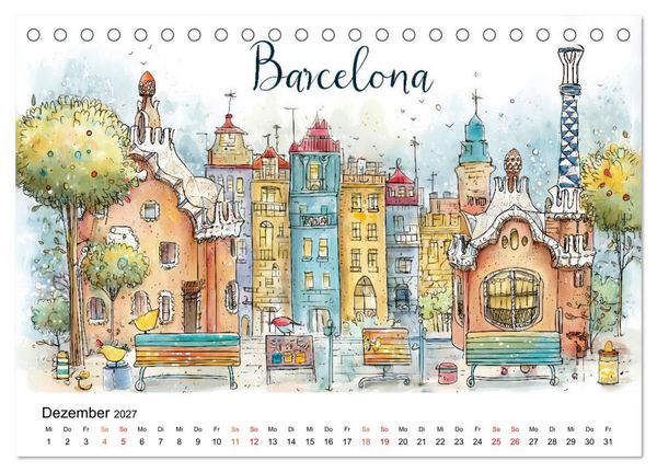 Produktbild: St&auml;dte - Weltreise in Bunt (Tischkalender 2027 DIN A5 quer), CALVENDO Monatskalender
