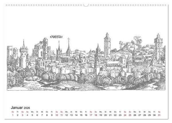 Produktbild: Schedelsche Weltchronik Deutsche St&auml;dte 1493 (Wandkalender 2026 DIN A2 quer), CALVENDO Monatskalender