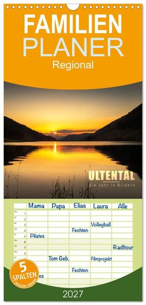 Produktbild: Familienplaner 2027 - Ultental - Ein Jahr in Bildern mit 5 Spalten (Wandkalender, 21 x 45 cm) CALVENDO