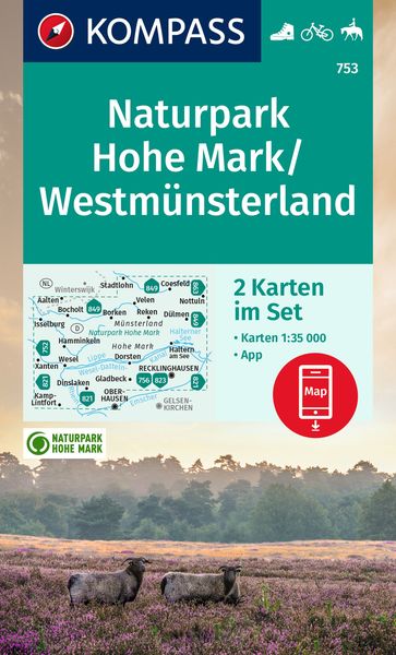 Produktbild: KOMPASS Wanderkarten-Set 753 Naturpark Hohe Mark / Westm&uuml;nsterland (2 Karten) 1:35.000