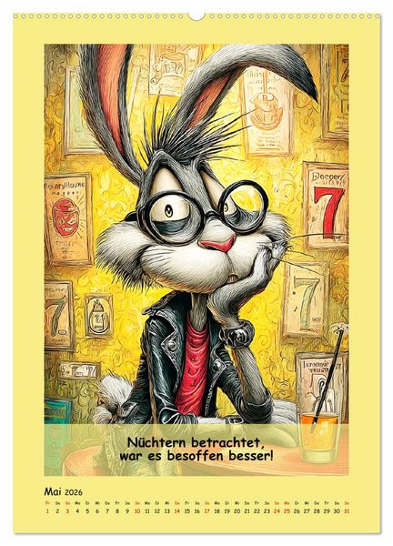 Produktbild: Kneipen-Hasen. Trinkende Spr&uuml;cheklopfer (Wandkalender 2026 DIN A2 hoch), CALVENDO Monatskalender