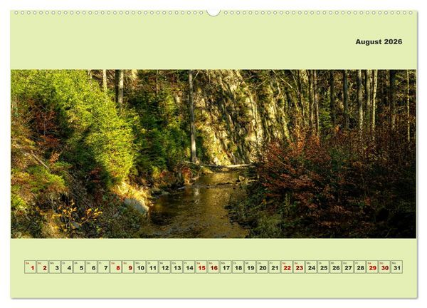 Produktbild: Die schwarze Pockau im Herbstgewand (hochwertiger Premium Wandkalender 2026 DIN A2 quer), Kunstdruck in Hochglanz