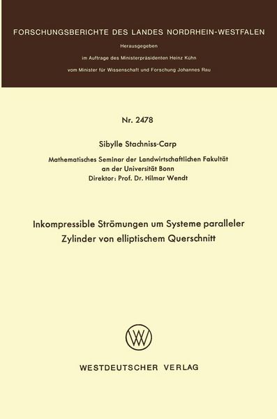 Produktbild: Inkompressible Str&ouml;mungen um Systeme paralleler Zylinder von elliptischem Querschnitt