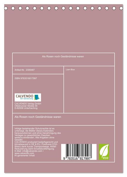 Produktbild: Als Rosen noch Gest&auml;ndnisse waren (Tischkalender 2027 DIN A5 hoch), CALVENDO Monatskalender
