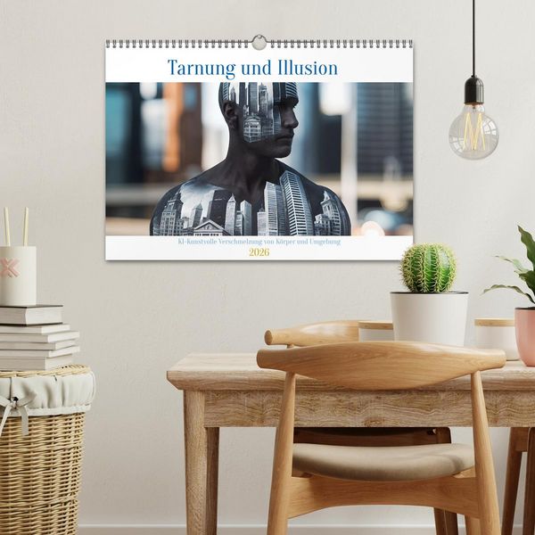 Produktbild: Tarnung und Illusion KI-Kunstvolle Verschmelzung von K&ouml;rper und Umgebung (Wandkalender 2026 DIN A3 quer), CALVENDO Monatskalender