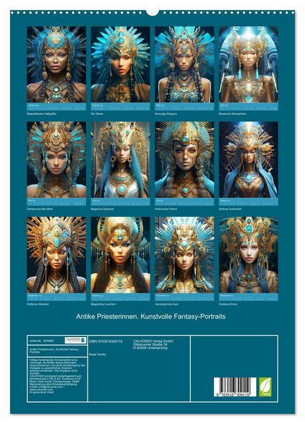 Produktbild: Antike Priesterinnen. Kunstvolle Fantasy-Portraits (hochwertiger Premium Wandkalender 2026 DIN A2 hoch), Kunstdruck in Hochglanz