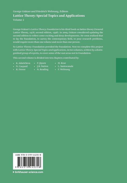Produktbild: Lattice Theory: Special Topics and Applications