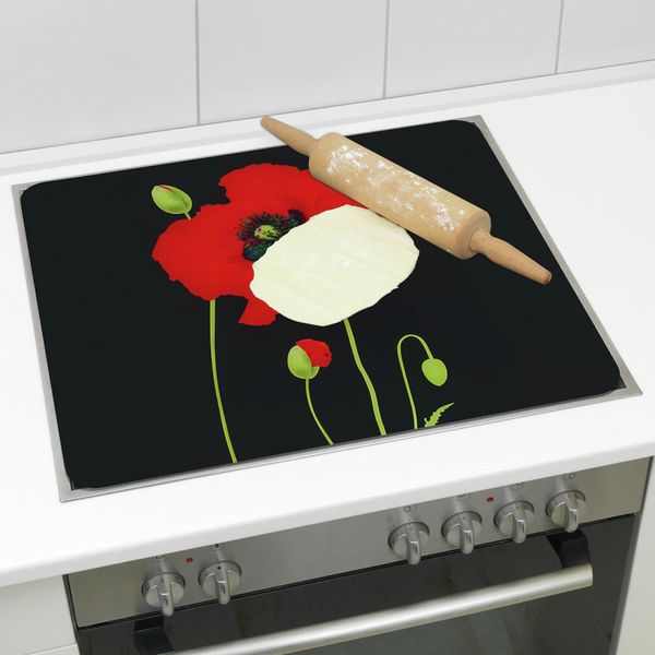 Produktbild: Multi-Platte Mod. Mohn, Spritzschutz, Herdblende, Schneidbrett