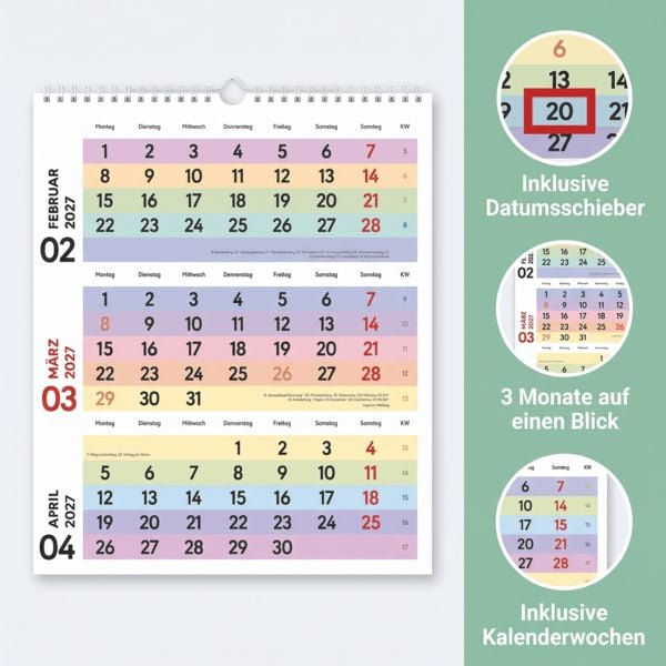 Produktbild: 3-Monatsplaner Farbenfroh 2027