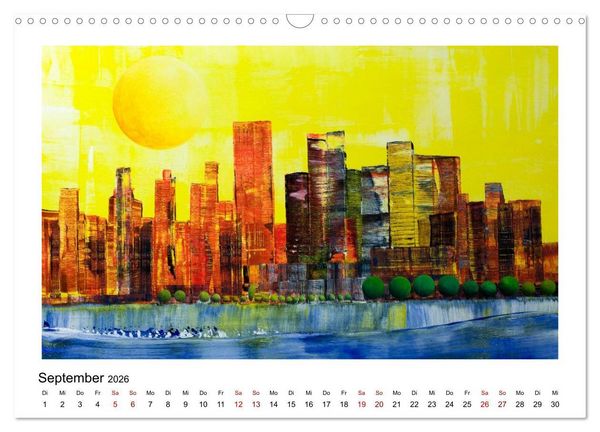 Produktbild: New Yorker Stadtansichten in abstrakter Malerei (Wandkalender 2026 DIN A3 quer), CALVENDO Monatskalender