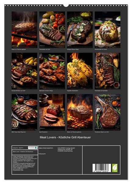 Produktbild: Meat Lovers - K&ouml;stliche Grill Abenteuer (hochwertiger Premium Wandkalender 2026 DIN A2 hoch), Kunstdruck in Hochglanz