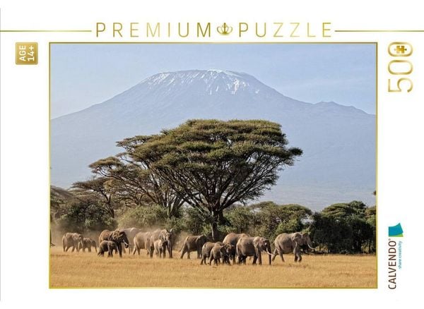 CALVENDO Puzzle Majestätische Tiere vor dem Berg der Berge: Elefanten vor dem Kilimandjaro ! Kenia | 500 Teile Lege-Größe 48 × 36 cm Foto-Puzzle für Erwachsene