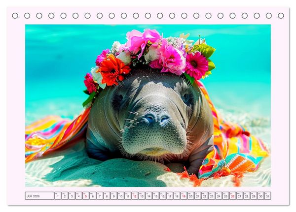 Produktbild: Modische Manatees. Charmante Seek&uuml;he mit Stil (Tischkalender 2026 DIN A5 quer), CALVENDO Monatskalender
