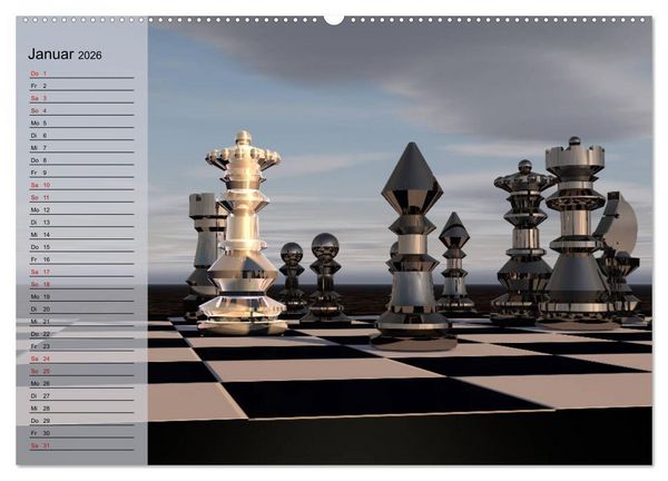 Produktbild: SCHACH - Spiel der K&ouml;nige (hochwertiger Premium Wandkalender 2026 DIN A2 quer), Kunstdruck in Hochglanz