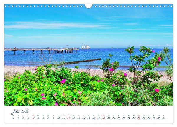 Produktbild: Seebr&uuml;cken an der Ostsee - Aufs Meer laufen und die frische Ostseebrise genie&szlig;en (Wandkalender 2026 DIN A3 quer), CALVENDO Monatskalender