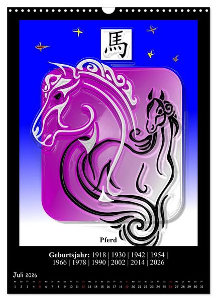 Produktbild: Chinesisches Horoskop (Wandkalender 2026 DIN A3 hoch), CALVENDO Monatskalender