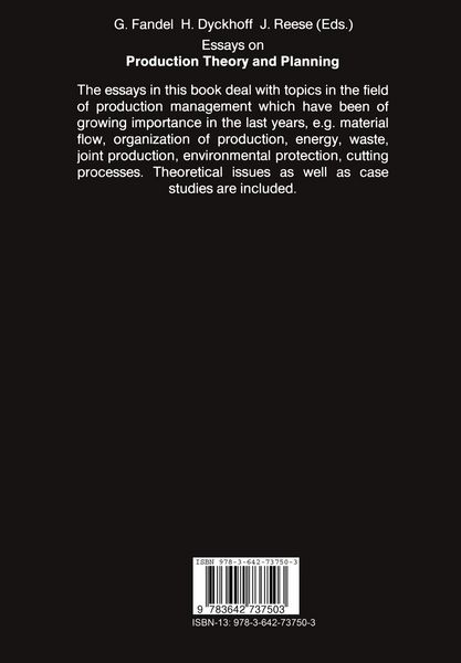 Produktbild: Essays on Production Theory and Planning