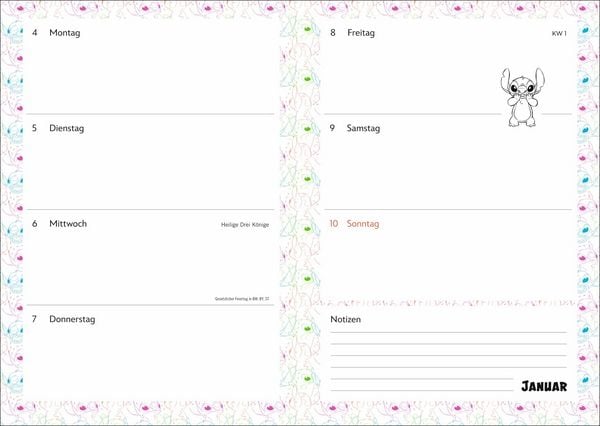Produktbild: Stitch 17-Monats-Kalenderbuch A5 2027 - 17 Monate. Von August 2026 bis Dezember 2027
