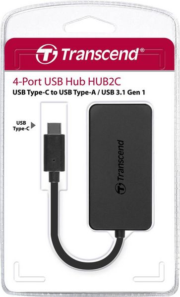Produktbild: Transcend TS-HUB2C 4 Port USB 3.2 Gen 1-Hub (USB 3.0) Schwarz
