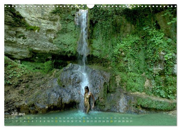 Produktbild: BODYPAINTING AM WASSERFALL VON LINN (Wandkalender 2026 DIN A3 quer), CALVENDO Monatskalender