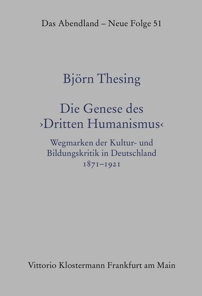 Produktbild: Die Genese des &bdquo;Dritten Humanismus"