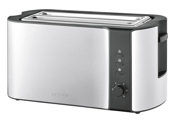Produktbild: Severin AT 2590 Doppel-Langschlitztoaster mit Br&ouml;tchenaufsatz Edelstahl, Schwarz