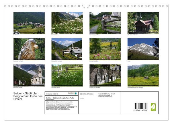 Produktbild: Sulden - S&uuml;dtiroler Bergdorf am Fu&szlig;e des Ortlers (Wandkalender 2026 DIN A3 quer), CALVENDO Monatskalender