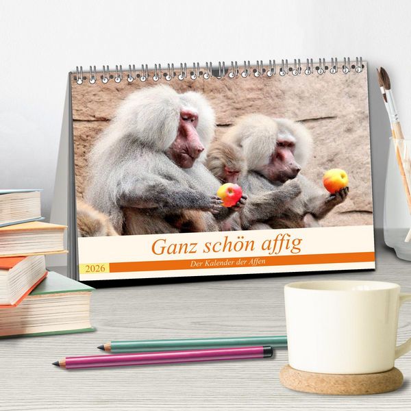 Produktbild: Ganz sch&ouml;n affig - Der Kalender der Affen (Tischkalender 2026 DIN A5 quer), CALVENDO Monatskalender