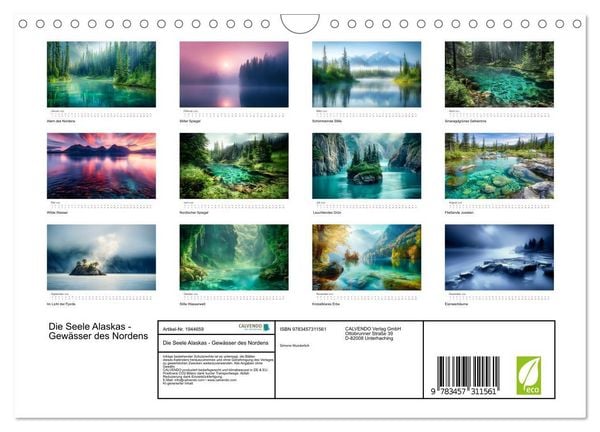 Produktbild: Die Seele Alaskas - Gew&auml;sser des Nordens (Wandkalender 2026 DIN A4 quer), CALVENDO Monatskalender