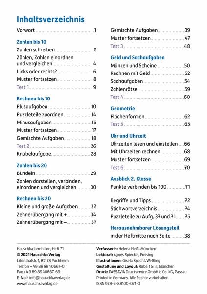 Produktbild: &Uuml;bungsheft 1. Klasse - Mathe trainieren