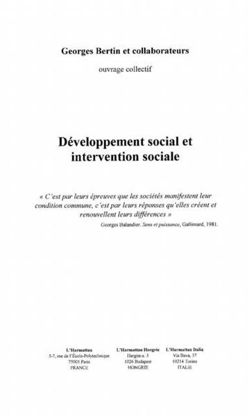 Produktbild: Developpement local et intervention sociale