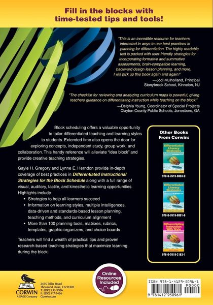 Produktbild: Differentiated Instructional Strategies for the Block Schedule