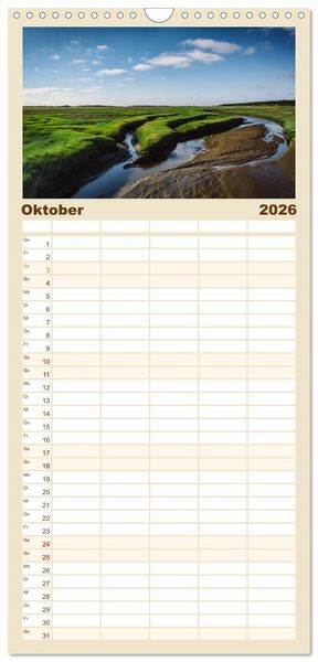 Produktbild: Familienplaner 2026 - Sankt Peter-Ording. Licht, Schatten und Natur mit 5 Spalten (Wandkalender, 21 x 45 cm) CALVENDO