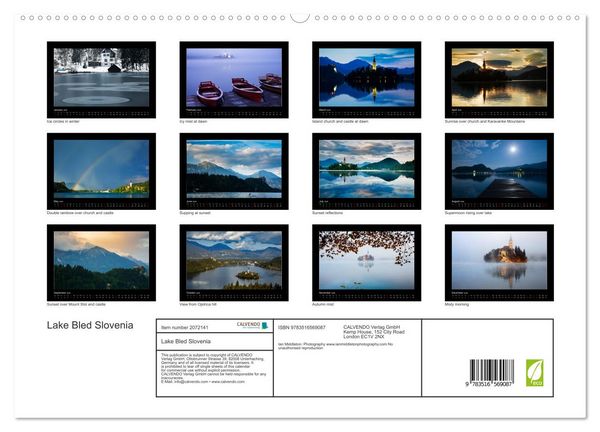 Produktbild: Lake Bled Slovenia (High Quality Premium Wall Calendar 2026 DIN A2 landscape),CALVENDO 12 Month Wall Calendar
