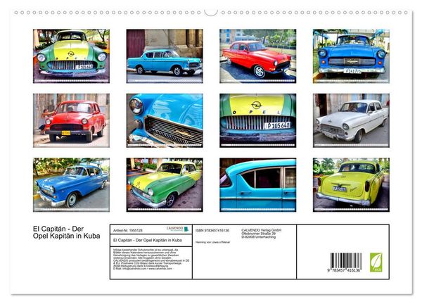 Produktbild: El Capit&aacute;n - Der Opel Kapit&auml;n in Kuba (hochwertiger Premium Wandkalender 2026 DIN A2 quer), Kunstdruck in Hochglanz