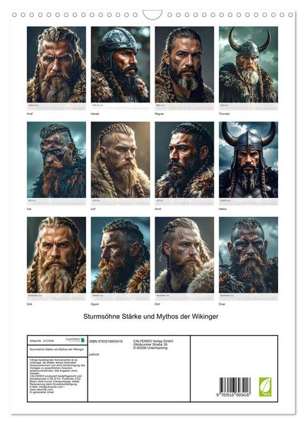 Produktbild: Sturms&ouml;hne St&auml;rke und Mythos der Wikinger (Wandkalender 2026 DIN A3 hoch), CALVENDO Monatskalender