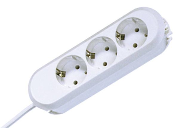 Produktbild: Steckdosenleiste 3-fach wei&szlig; Kunststoff 3 m Kabel