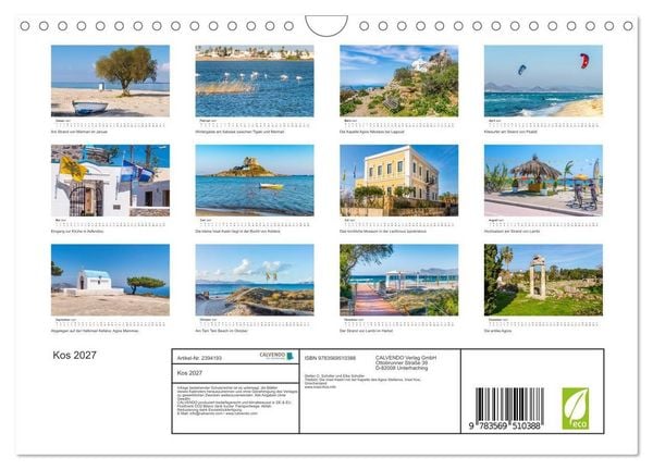 Produktbild: Kos 2027 (Wandkalender 2027 DIN A4 quer), CALVENDO Monatskalender