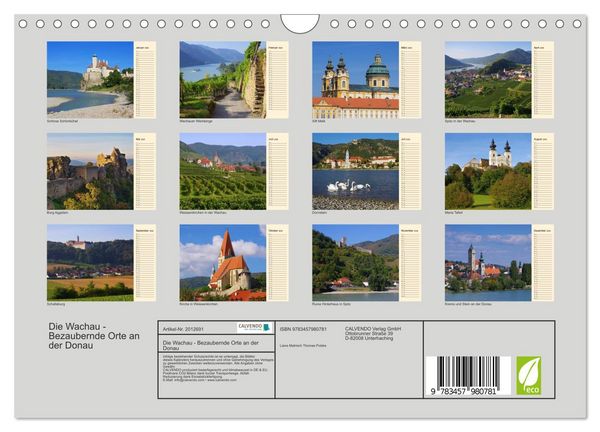 Produktbild: Die Wachau - Bezaubernde Orte an der Donau (Wandkalender 2026 DIN A4 quer), CALVENDO Monatskalender