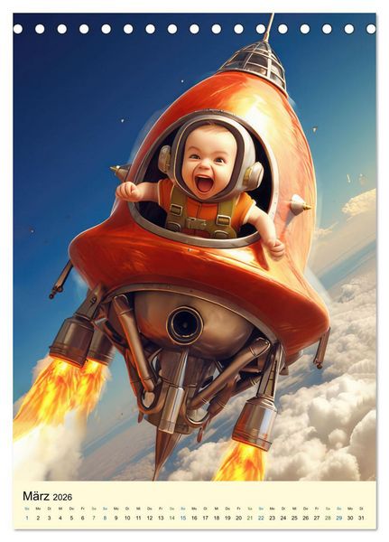 Produktbild: Raketenbabies - Humoristische KI-Bilder (Tischkalender 2026 DIN A5 hoch), CALVENDO Monatskalender
