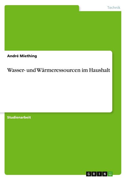 Produktbild: Wasser- und W&auml;rmeressourcen im Haushalt