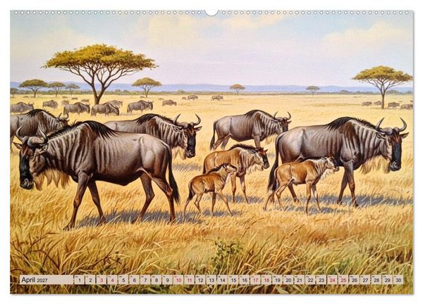 Produktbild: Afrikas Tiere wie aus alten B&uuml;chern (Wandkalender 2027 DIN A2 quer), CALVENDO Monatskalender