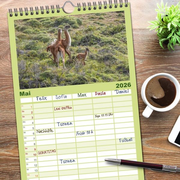Produktbild: Familienplaner 2026 - Wildlife S&uuml;damerika mit 5 Spalten (Wandkalender, 21 x 45 cm) CALVENDO