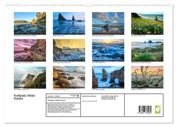Produktbild: Kraftplatz Wilde K&uuml;sten (hochwertiger Premium Wandkalender 2026 DIN A2 quer), Kunstdruck in Hochglanz