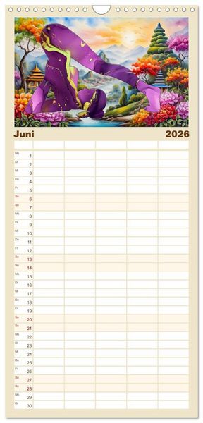 Produktbild: Familienplaner 2026 - YOGA - Harmonie von K&ouml;rper, Geist und Seele mit 5 Spalten (Wandkalender, 21 x 45 cm) CALVENDO
